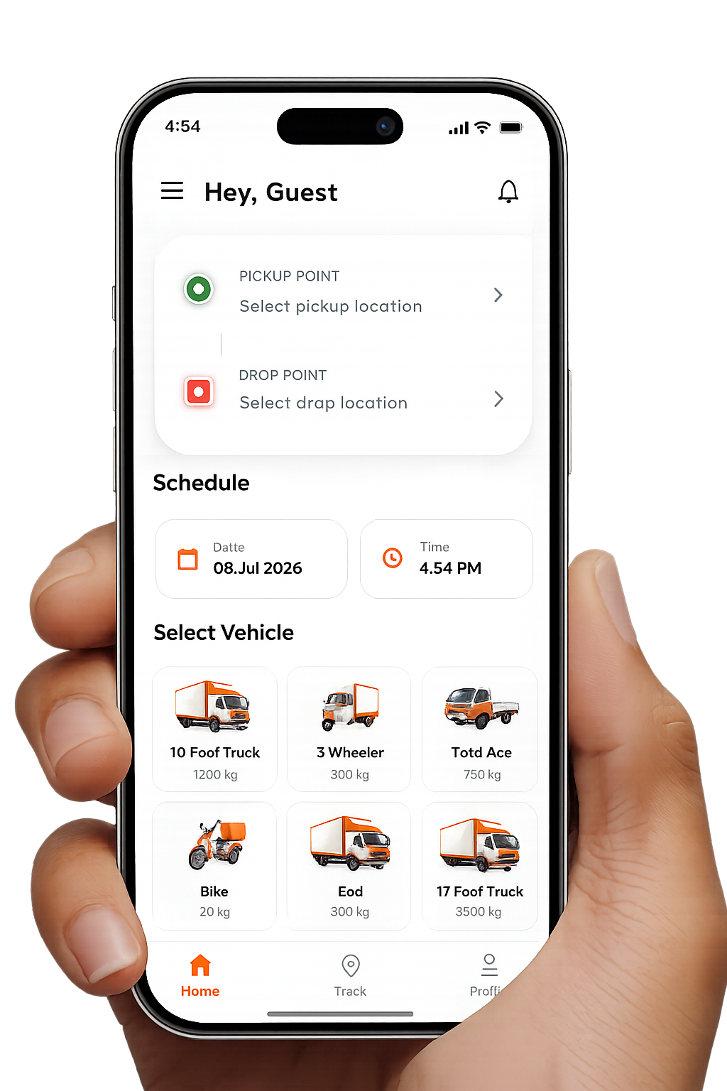 Loader House tracking app shown on a phone